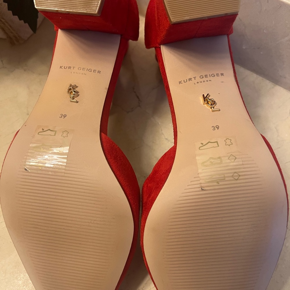 Kurt Geiger Vibrant Red Suede Heels - Picture 7 of 7